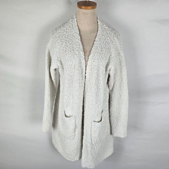 Studio B Bobeau Open Front Cardigan Women's 1X Ivory Popcorn V-Neck Long Sleeve - Picture 1 of 16